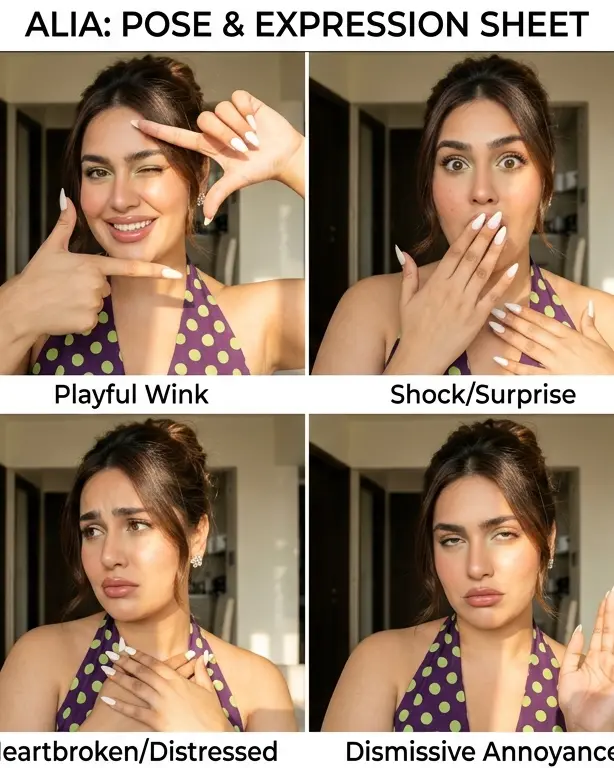AI influencer expression sheet